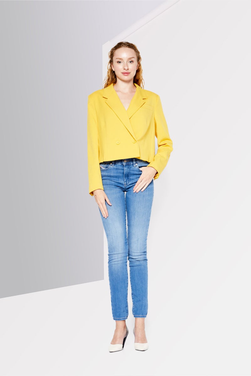 DKNY Women Regular Fit Textured Casual Blazer, Gold - Image 2