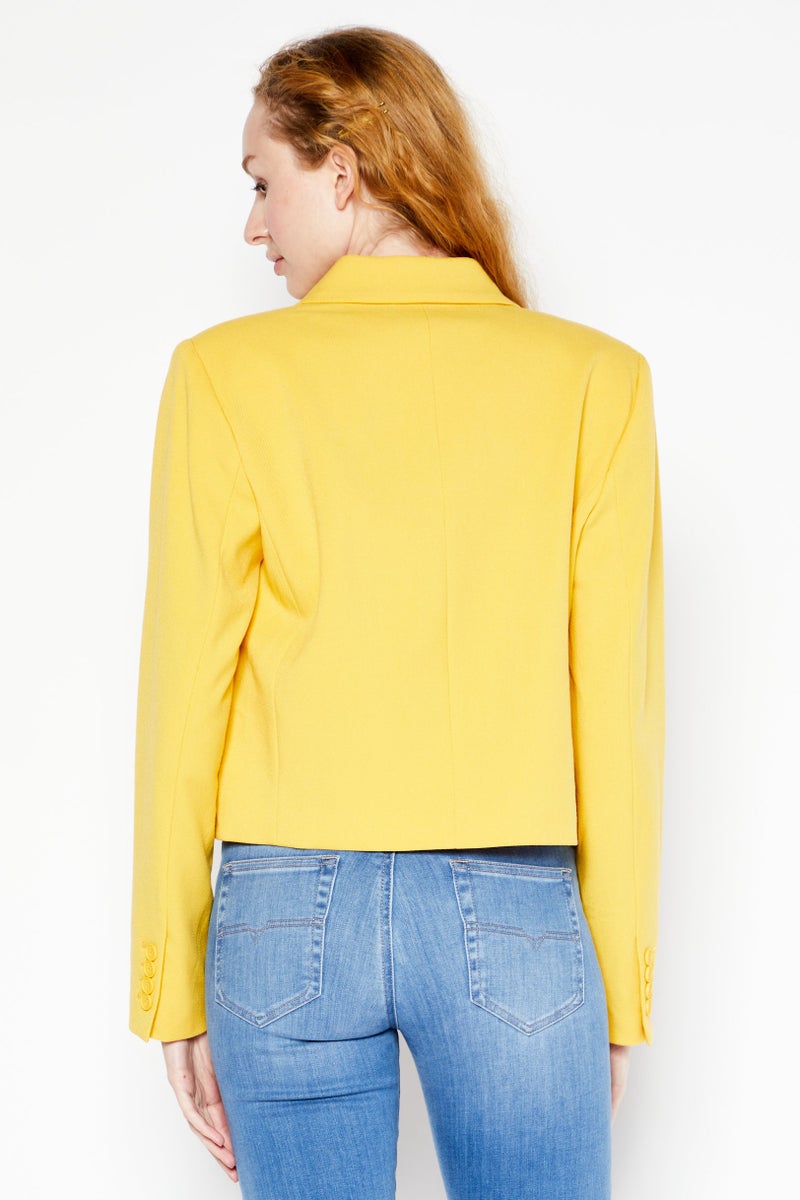 DKNY Women Regular Fit Textured Casual Blazer, Gold - Image 4