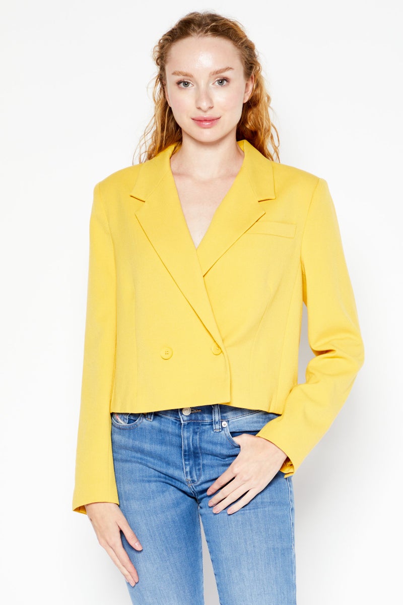 DKNY Women Regular Fit Textured Casual Blazer, Gold - Image 1