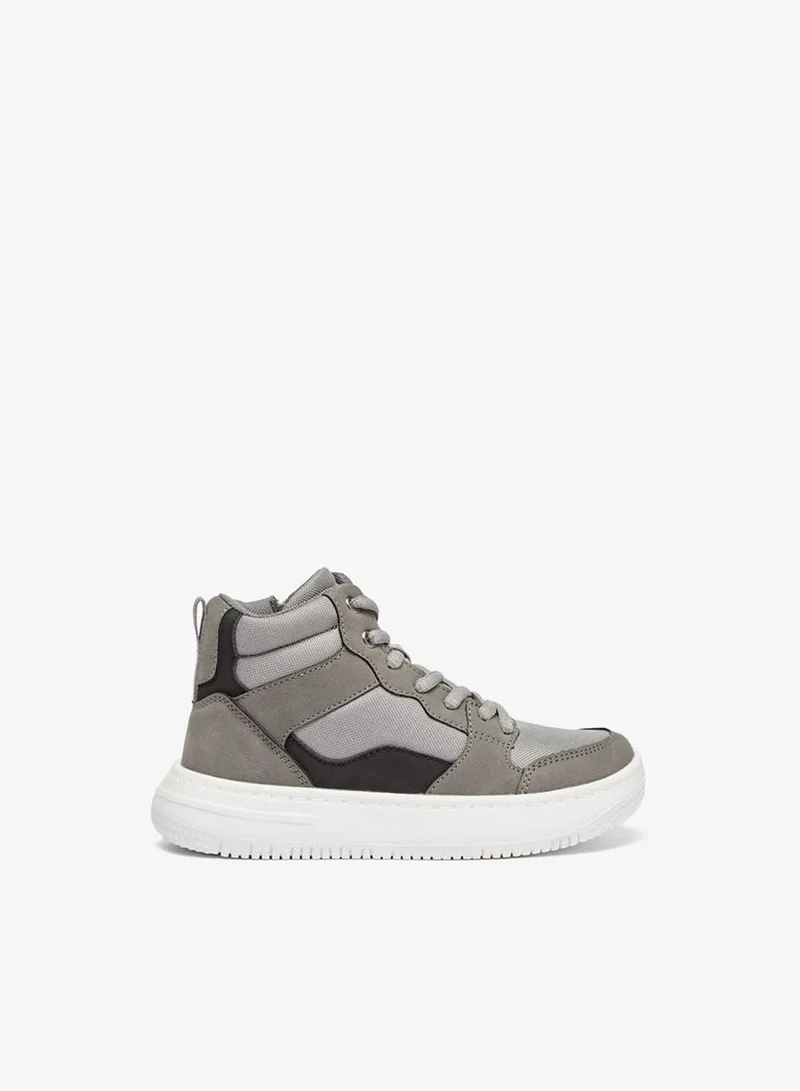 Mister Duchini Boys Panelled High Top Sneakers with Zip Closure