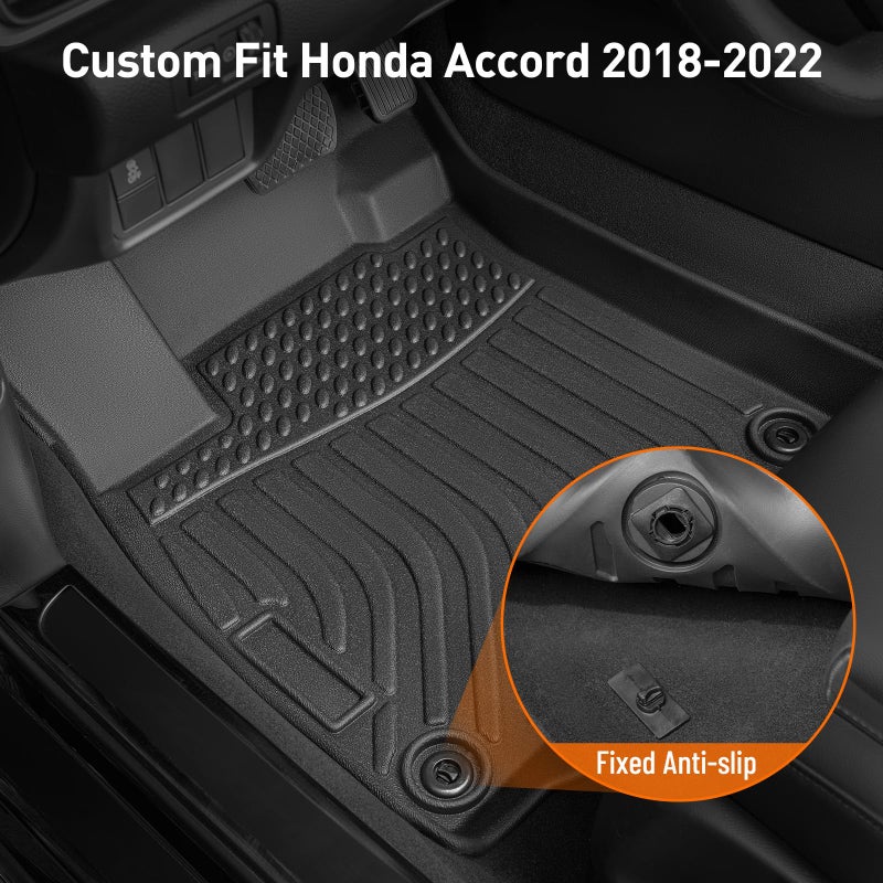 DrCarNow for Honda Accord Floor Mats & Cargo Liners 2022 2021 2020 2019 2018(Including Hybrid), Custom Fit Accord Cargo Mats 2018-2022 TPE All Weather Rubber Car Mats for Honda Accord Accessories-4pcs - Image 2