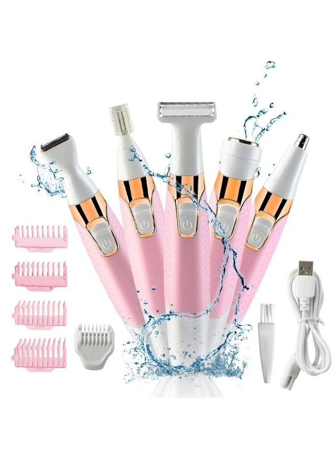 5-in-1 Multi-Functional Waterproof Electric Hair Remover – Lipstick-Shaped Eyebrow Trimmer and Razor for Women - Image 1