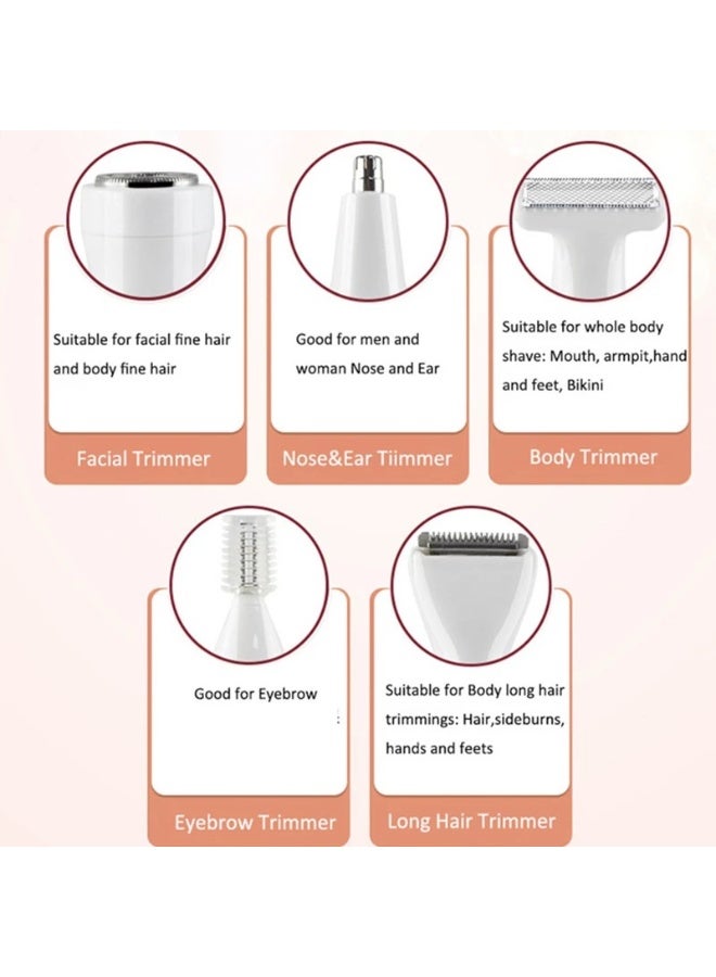 5-in-1 Multi-Functional Waterproof Electric Hair Remover – Lipstick-Shaped Eyebrow Trimmer and Razor for Women - Image 2
