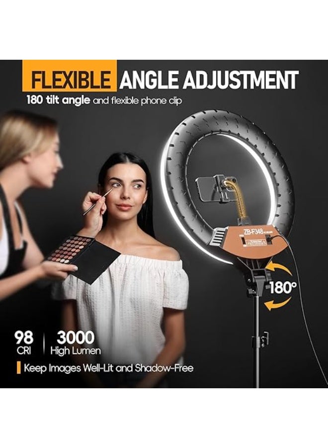 Large 18 Inch LED Ring Light (65W) - Ultra-Wide Illumination, Adjustable 3200-5500K - Professional Lighting for Camera Photography, YouTube & Makeup - Image 4