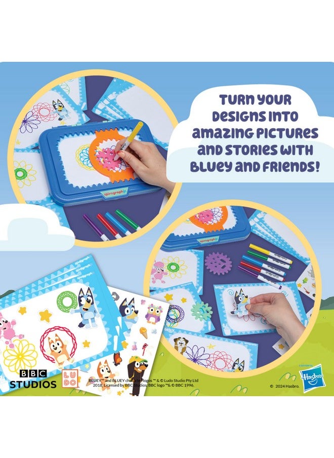 Spirograph Jr Bluey Toys - Toddler Arts And Crafts, Drawing Art Kit, Toddler Activities, Bluey Stickers, Drawing Pad, Jumbo Gears, Washable Markers, Unleash Your Child Inner Artist, Ages 3+  - Image 3