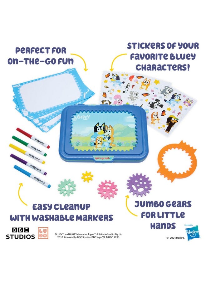 Spirograph Jr Bluey Toys - Toddler Arts And Crafts, Drawing Art Kit, Toddler Activities, Bluey Stickers, Drawing Pad, Jumbo Gears, Washable Markers, Unleash Your Child Inner Artist, Ages 3+  - Image 5