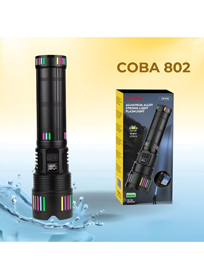 كوبا مصباح يدوي COBA CB-802، بطارية طويلة العمر، مصنوع من سبائك الألومنيوم، ضوء قوي، مستكشف مشع مع Luma Zoom - Image 3