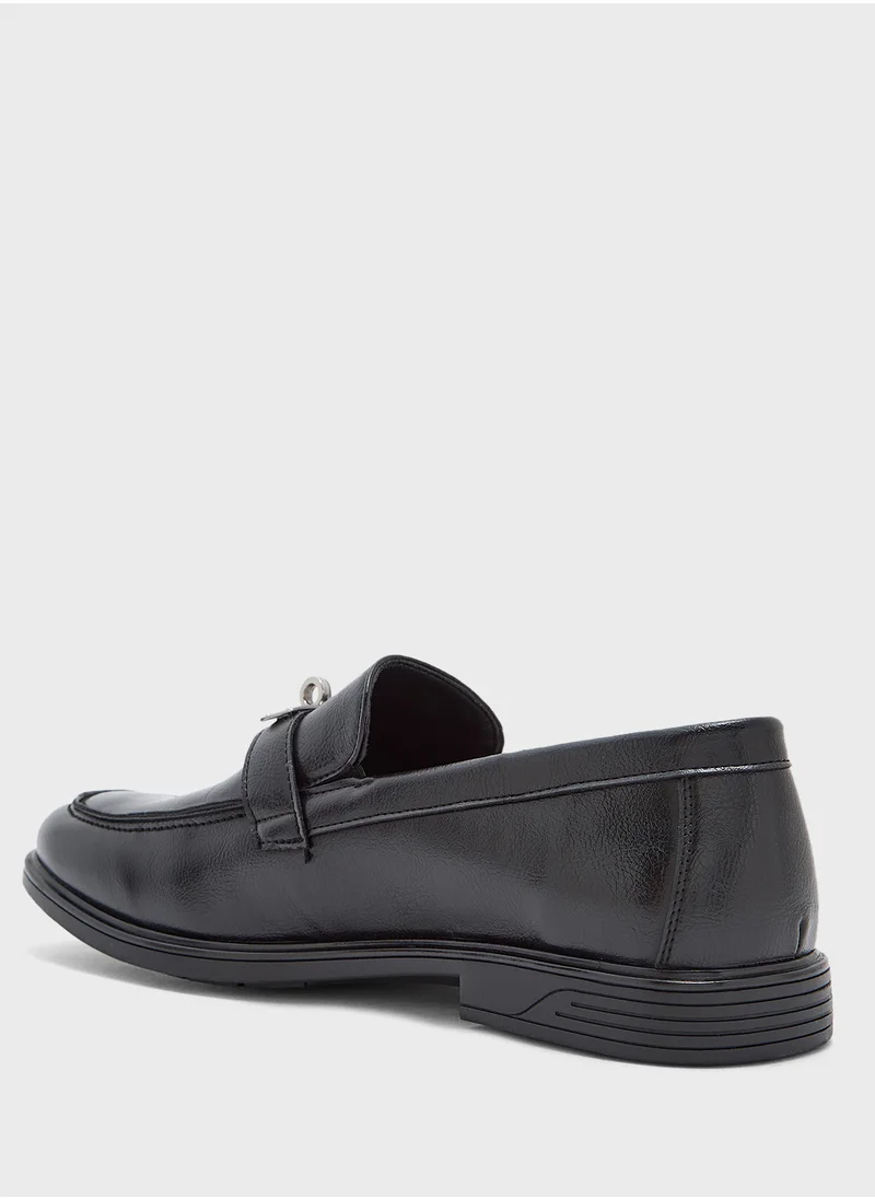 Robert Wood Buckle Detail Formal Loafers