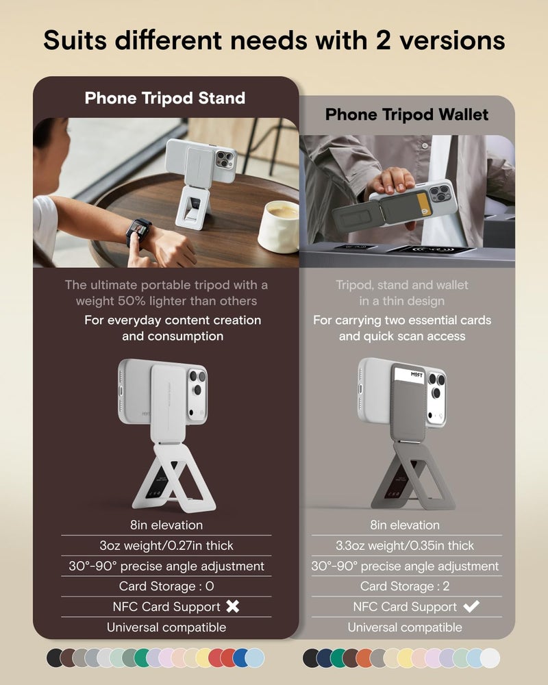 MOFT Phone Stand, Magnetic Phone Tripod Stand Stain-Resistant MOVAS Leather & Angle Adjustment & Strong Magnets Tripod for iPhone 17/16/15/14/13/12 (Included Metal Ring)-Jet Black - Image 2