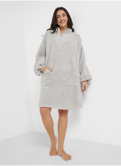 Ginger Fleece Hooded Oversize Sweatshirt Dress  - Image 1