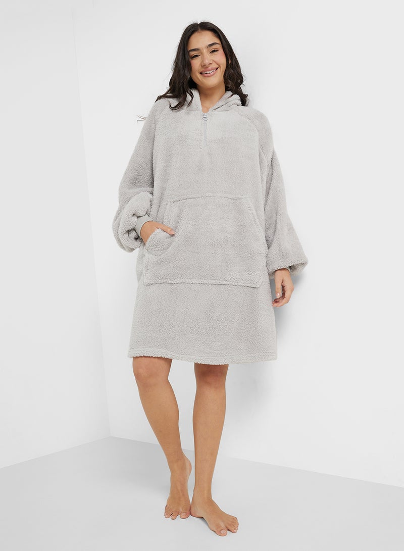 Ginger Fleece Hooded Oversize Sweatshirt Dress - Image 1