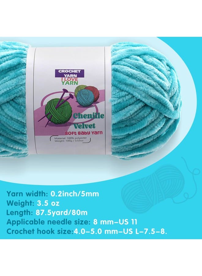 DAERBOF Chunky Yarn, Velvet Chenille Yarn for Crocheting and Knitting, 3 Skeins (3×3.5oz, 3×87.5yds) - Light Grey - Image 3