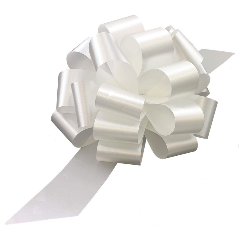 GiftWrap Etc. Large White Ribbon Pull Bows  9 Wide Set of 6 Wedding Decor Reception Anniversary 4th of July Bows for Gifts Christmas Presidents Day Memorial Day