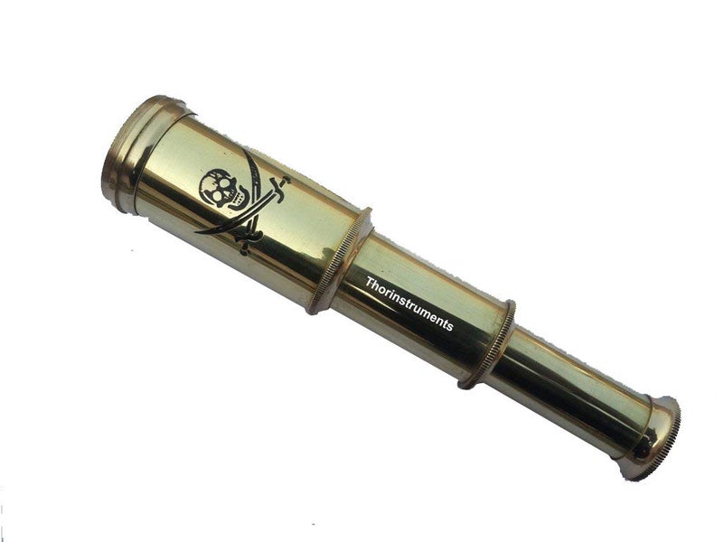THOR INSTRUMENTS 6 Solid Brass Handheld Telescope New - Nautical Pirate Spy Glass Rustic Vintage Home Decor Gifts - Image 1