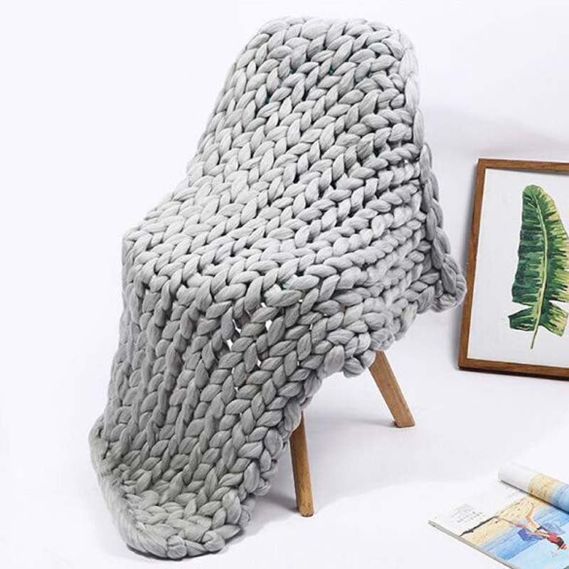 Super Thick Wool Blanket Imitation Australian Wool Hand Woven Blanket Pography Props 8638 - Image 4