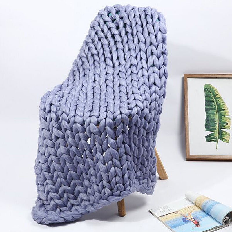Super Thick Wool Blanket Imitation Australian Wool Hand Woven Blanket Pography Props 8638 - Image 2