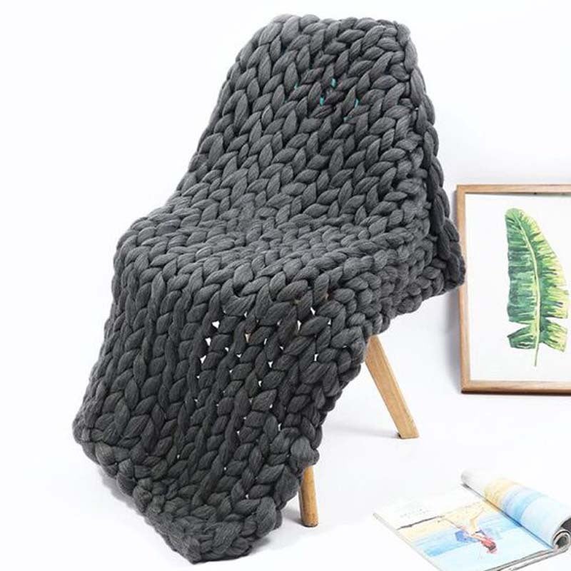 Super Thick Wool Blanket Imitation Australian Wool Hand Woven Blanket Pography Props 8638 - Image 5