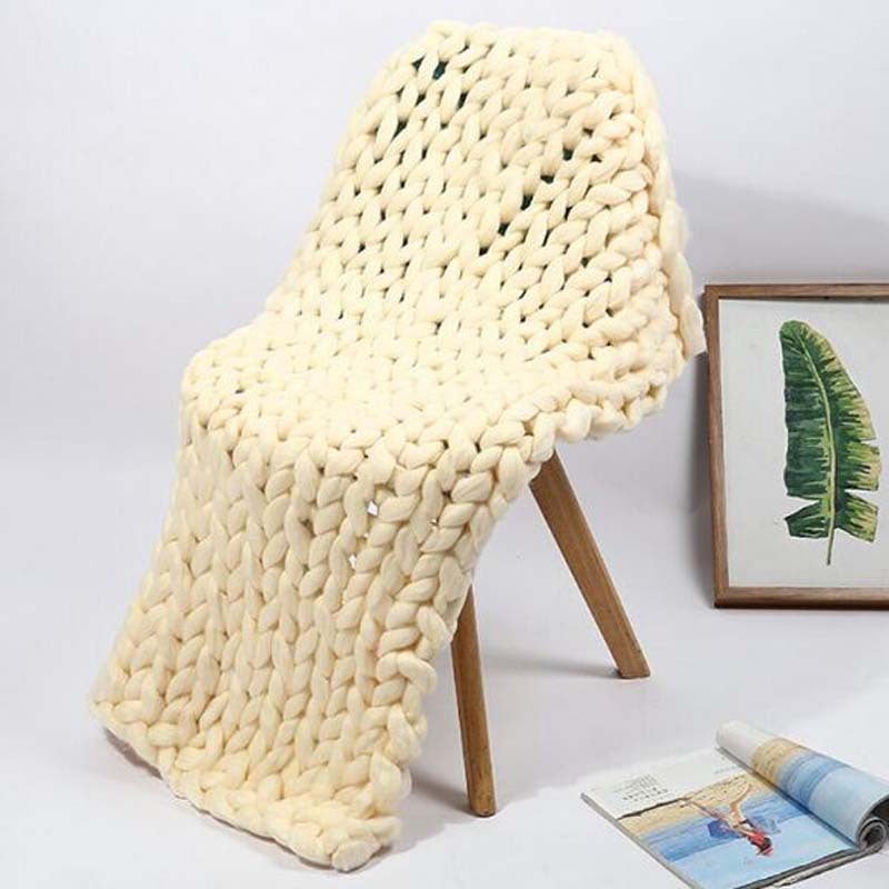Super Thick Wool Blanket Imitation Australian Wool Hand Woven Blanket Pography Props 8638 - Image 3