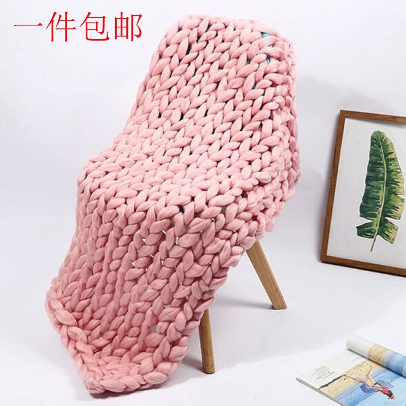 Super Thick Wool Blanket Imitation Australian Wool Hand Woven Blanket Pography Props 8638 - Image 1