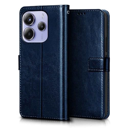 WOW IMAGINE Shock Proof Flip Cover Back Case Cover for Redmi Note 14 SE 5G | Redmi Note 14 5G (Flexible | Leather Finish | Card Pockets Wallet & Stand | Blue) - Image 3
