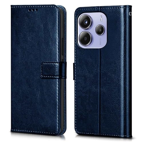 WOW IMAGINE Shock Proof Flip Cover Back Case Cover for Redmi Note 14 SE 5G | Redmi Note 14 5G (Flexible | Leather Finish | Card Pockets Wallet & Stand | Blue) - Image 1