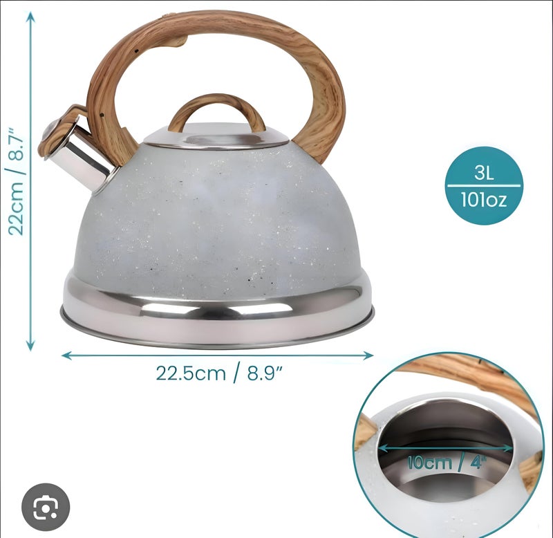 Stovetop Pot - Versatile 3L Whistling Kettle Built from Durable Stainless Steel for Induction and Gas Burners, Creates Soothing Steam Sound When Boiling, Ideal for Modern Kitchens and Cozy Mornings - Image 2