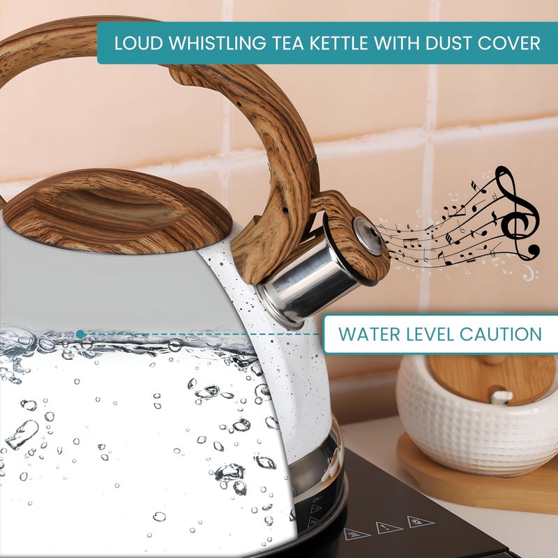 Stovetop Pot - Versatile 3L Whistling Kettle Built from Durable Stainless Steel for Induction and Gas Burners, Creates Soothing Steam Sound When Boiling, Ideal for Modern Kitchens and Cozy Mornings - Image 4