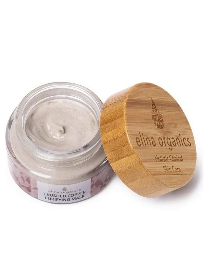 Elina Organics Crushed Copper Purifying Mask, 2oz, face mask, copper powder, activated charcoal, kaolin clay, fulvic acid, reduce acne, unclog pores, reduce oily skin, heal skin, organic skincare, all - Image 2