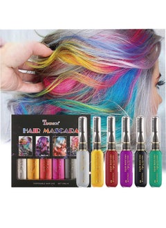 TEAYASON 6Pcs Hair Mascara, Temporary Hair Color Set, Instantly Washable Waterproof Haircare for Dark & Light Hair  - Image 1