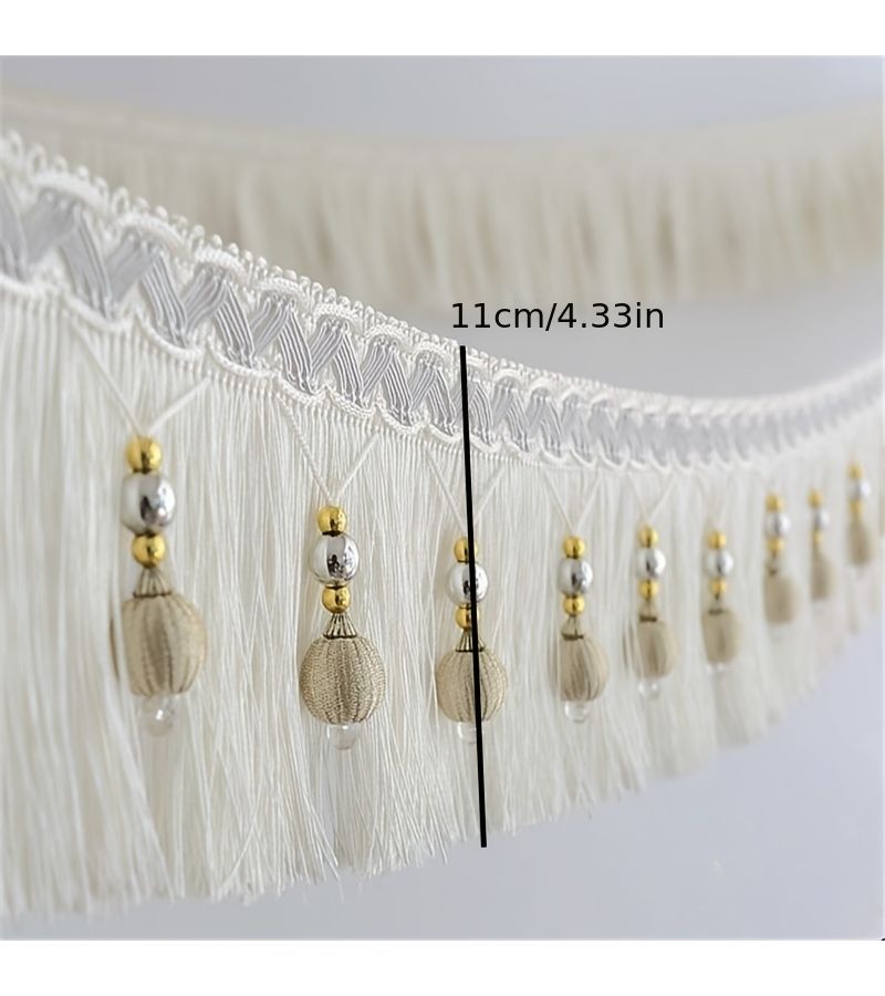 White 70.87 Inch Lace Tassel Fringe Curtain Pendant for Home Decor - Image 3