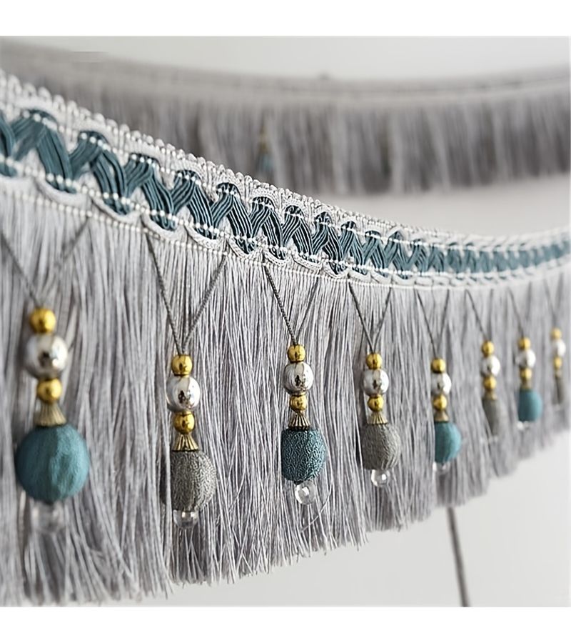 White 70.87 Inch Lace Tassel Fringe Curtain Pendant for Home Decor - Image 5