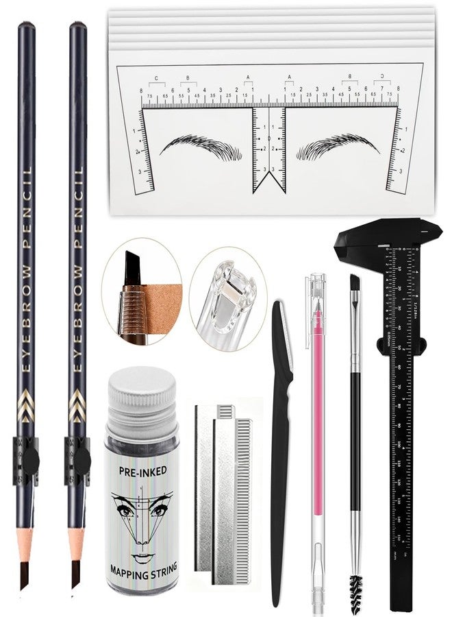 Guapa 5-Pack Pull String Eyebrow Pencil Set with Built-in String Puller, Precise Shaving Tool & Brow Brushes, Easy One-Finger Peel Design, Natural Long-Lasting Eyebrows (Set 3 - Black) - Image 1