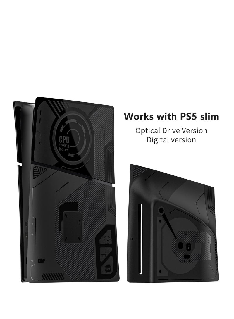 فلاشهوك غطاء بديل لجهاز PS5 Slim (إصدار القرص/الإصدار الرقمي) - مادة خفيفة الوزن ومتينة من مادة الكمبيوتر، سهلة التركيب، تصميم أسود أنيق  - Image 4