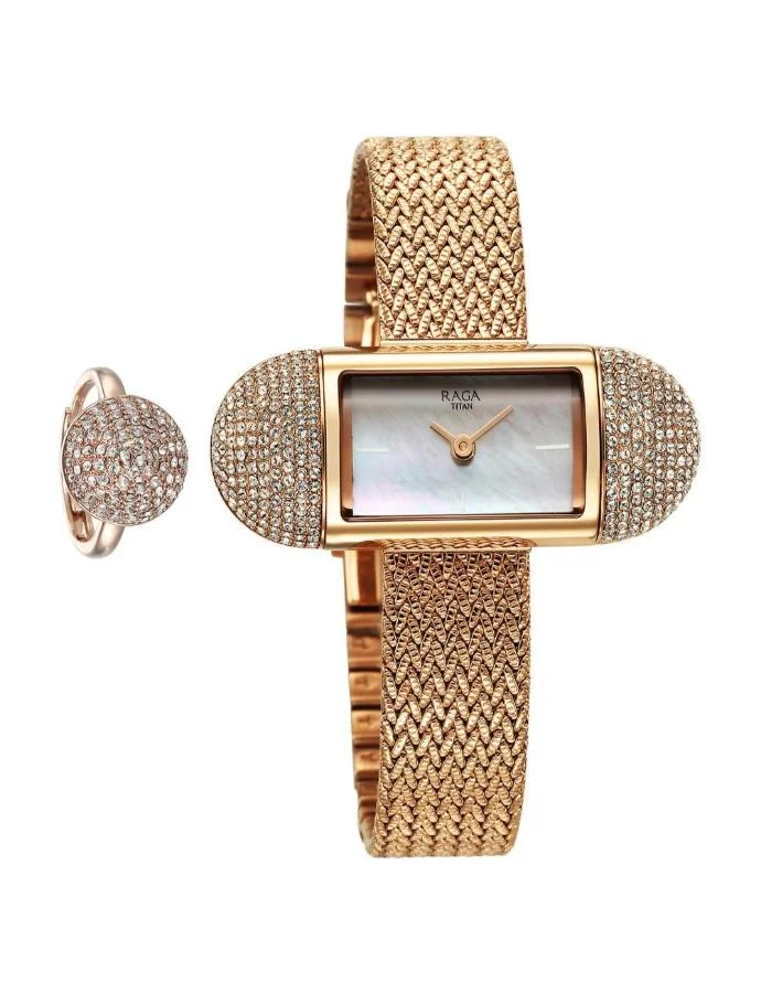 تيتان Women's Metal Analog Watch 95259WM01 - 45 mm