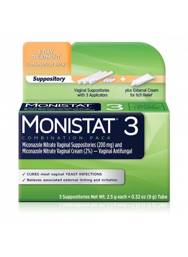 Monistat Monistat 3-Day Yeast Infection Treatment Suppositories + Itch Relief Cream, 7 Piece Set - Image 2