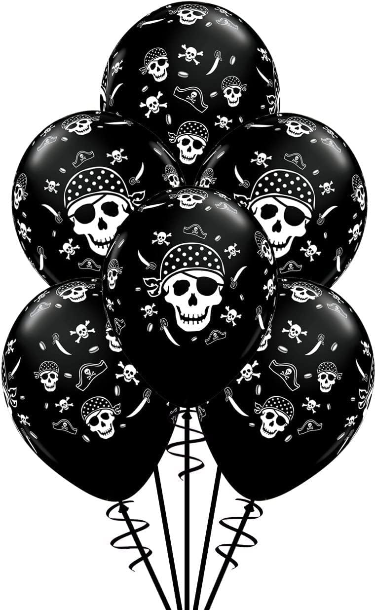 Evisha White Skull Print Balloons, Halloween Props,New Year Party, Pirate Theme Party, Adult Party Supplies,Party Prop (Pack of 50) Balloons - Image 2