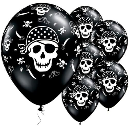 Evisha White Skull Print Balloons, Halloween Props,New Year Party, Pirate Theme Party, Adult Party Supplies,Party Prop (Pack of 50) Balloons - Image 1