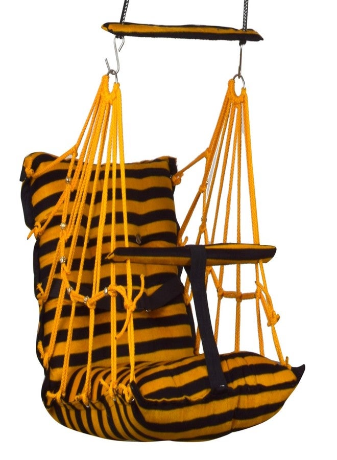 Windson Craft® Cotton Baby Swing for 1-5 Year Olds - Indoor & Outdoor Hammock Chair with Safety Belt and Cushions - Comfortable Hanging Baby Seat for Toddlers & Kids (Line Yellow) - Image 1