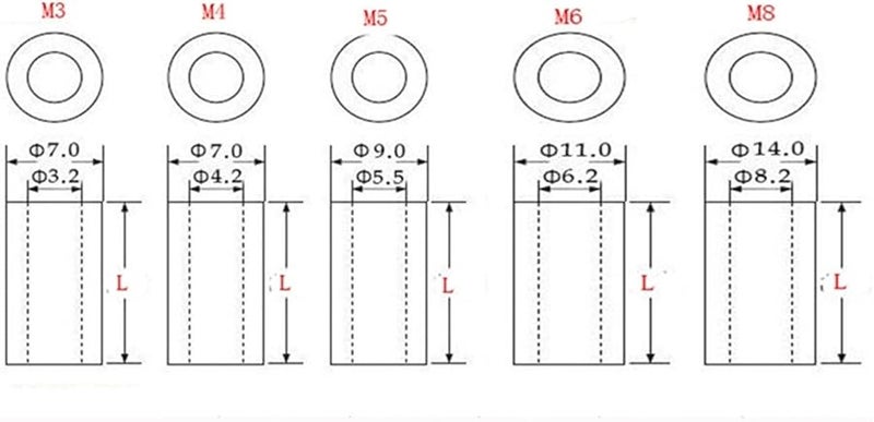 Lfang White Nylon Non Threaded Spacer Standoff Washer M3 5mm Size 50pcs - Image 5