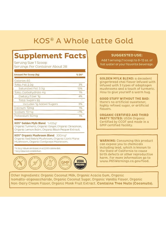 KOS Organic Golden Mylk Blend - Gingerbread Chai Flavor - Image 3
