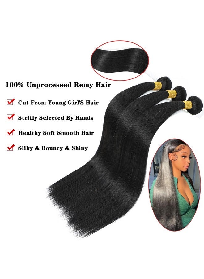 نروياي NROOEAY حزم شعر بشري مستقيمة 12 14 16 بوصة 3 حزم شعر بشري 100% غير معالج برازيلي عذراء منسوج حزم شعر بشري مستقيم لون أسود طبيعي - Image 5