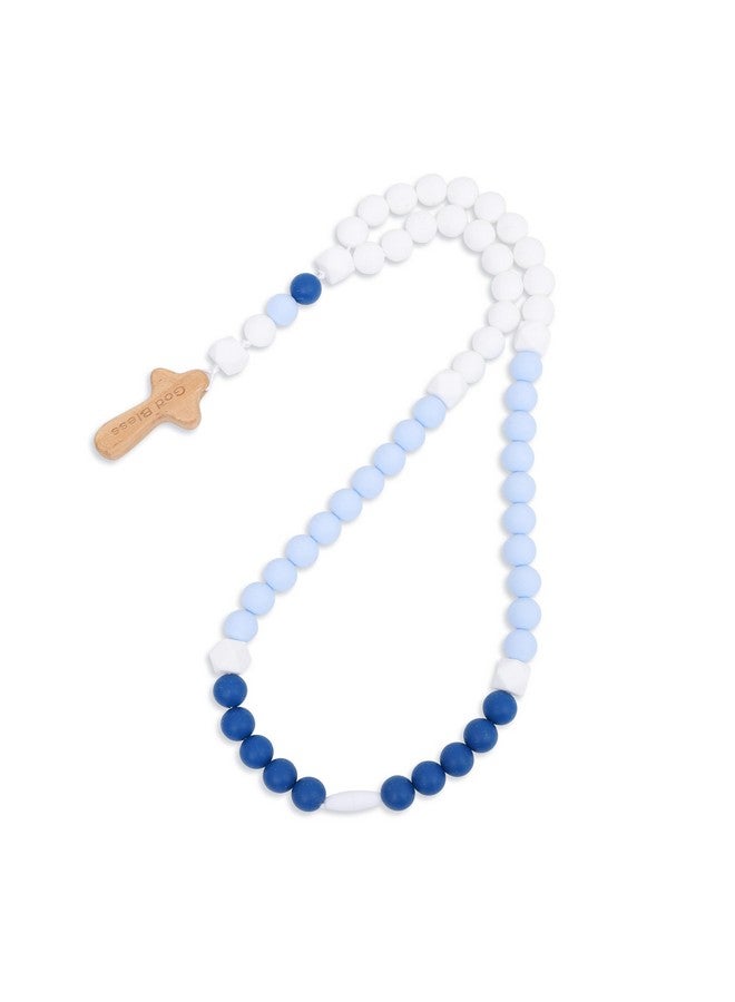YOUAME Baptism Silicone Rosary - God Bless Kids First Rosary, Baby Shower Baptism Party Supply, Baby Boy 1st Year Silicone Beads Gifts - Image 1