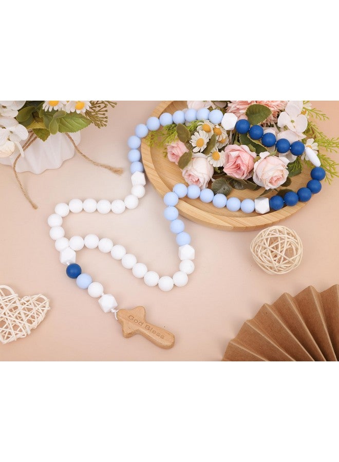 YOUAME Baptism Silicone Rosary - God Bless Kids First Rosary, Baby Shower Baptism Party Supply, Baby Boy 1st Year Silicone Beads Gifts - Image 5
