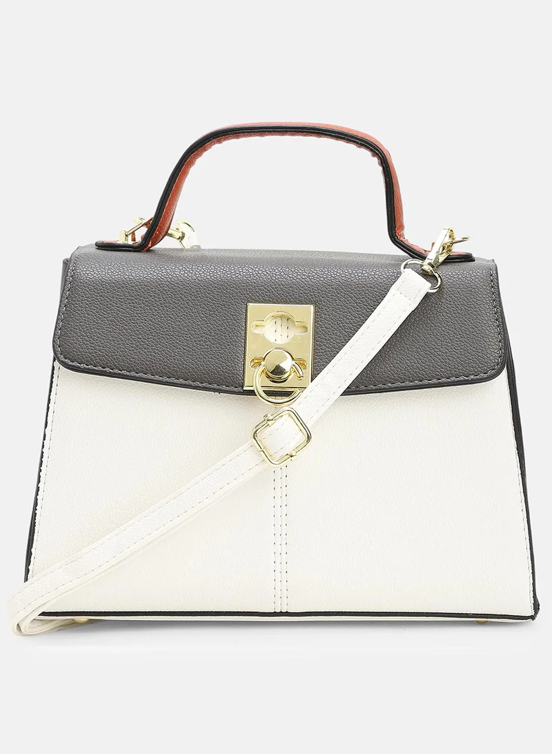 Haute Sauce Colour block Interlock Regular Vegan Leather Hand Bag For Women