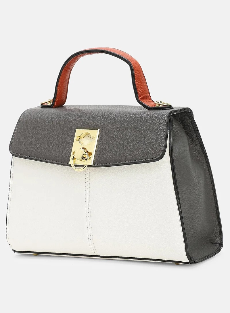 Haute Sauce Colour block Interlock Regular Vegan Leather Hand Bag For Women