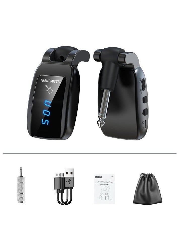 Generic Pick Up Wireless Guitar System Rechargeable Guitar Transmitter Receiver Set Electric Guitar Bass Pick Up (Black)  - Image 1