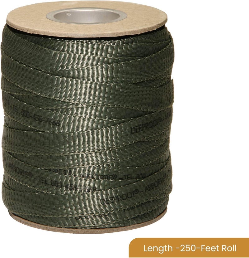 DeepRoot ArborTie Tree Straps for Staking and Guying, Flexible Tree Support Straps, Versatile Tree Rope, Tree Ties For Street Trees, Orchards, and Landscape Trees, 250’ Roll, Olive (AT 2G) - Image 3