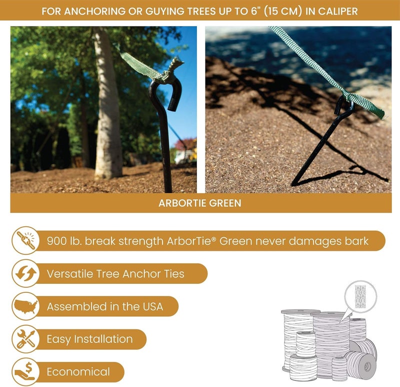 DeepRoot ArborTie Tree Straps for Staking and Guying, Flexible Tree Support Straps, Versatile Tree Rope, Tree Ties For Street Trees, Orchards, and Landscape Trees, 250’ Roll, Olive (AT 2G) - Image 5