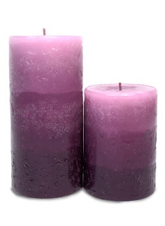AURA AURA Tritone Aroma Round Wax Scented Pillar Candle (Richly Lavender) - Set of 2  - Image 3