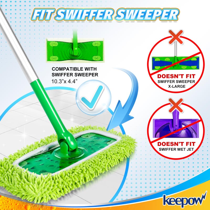 كيباو منصات ممسحة من الألياف الدقيقة القابلة لإعادة الاستخدام متوافقة مع Swiffer Swiffer Mop Completing Compling Compling Complable Rit Abpping Clits لتنظيف الأرضيات السطحية/الخشب الصلب 8 (MOP غير متضمن) - Image 2